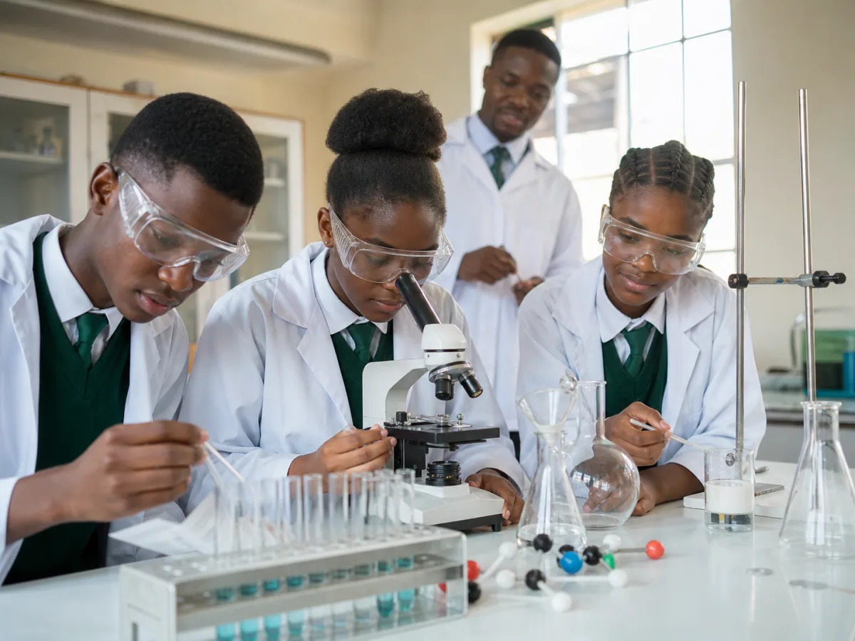 Students carrying out a supervised science practical